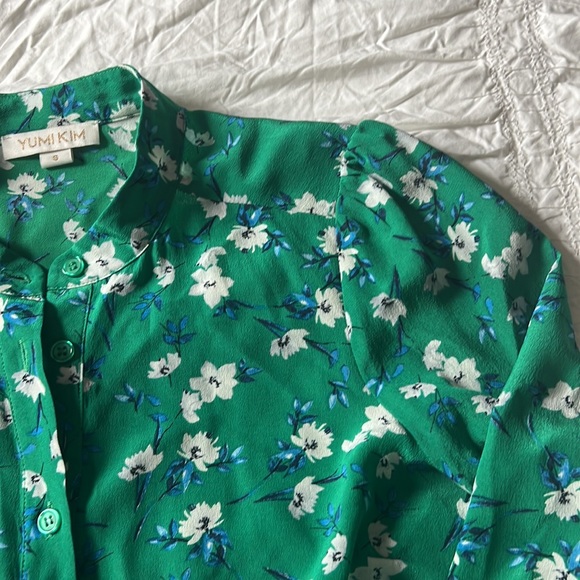 Yumi Kim Green Floral Silk Blouse - Picture 14 of 16